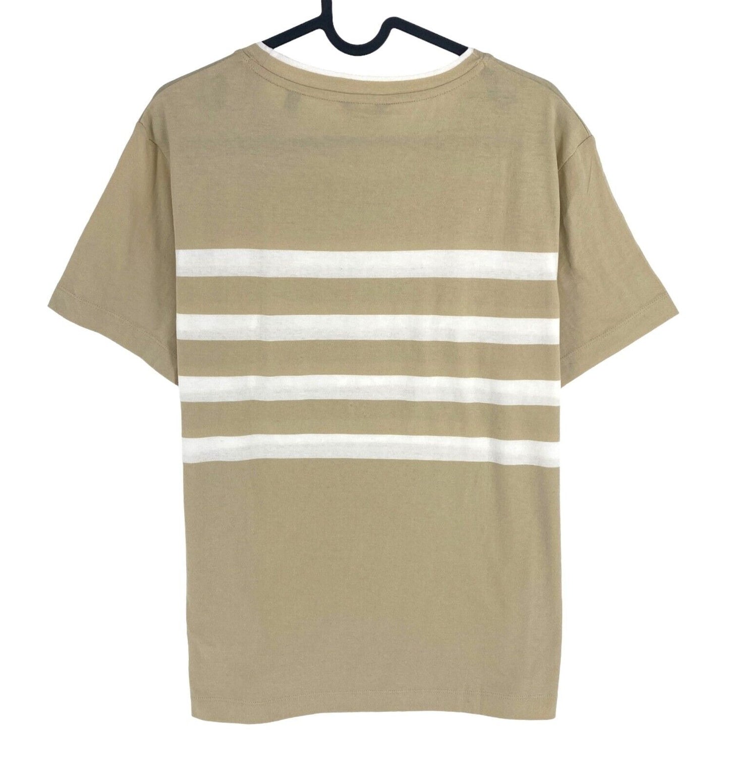 GANT Women Beige Printed Striped Crew Neck Short Sleeve T Shirt Size XL