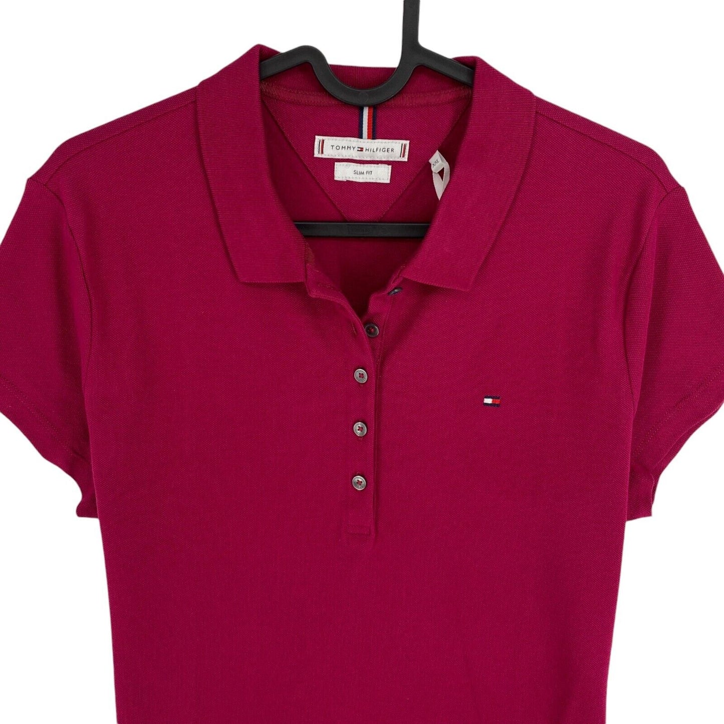 TOMMY HILFIGER Women Purple Chiara SS Pique Polo Shirt Size 2XL XXL