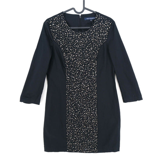 RRP €225 FRENCH CONNECTION Black Crew Neck Long Sleeves Dress Size 10 - S