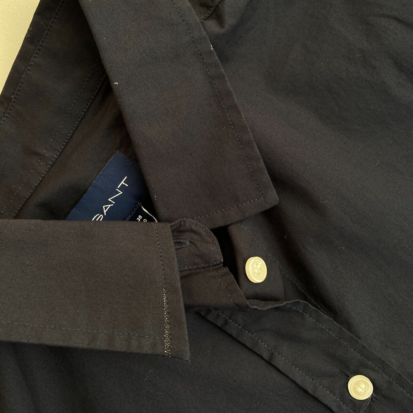 GANT Navy Blue Solid Shirt Size EU 38 UK 10 US 8