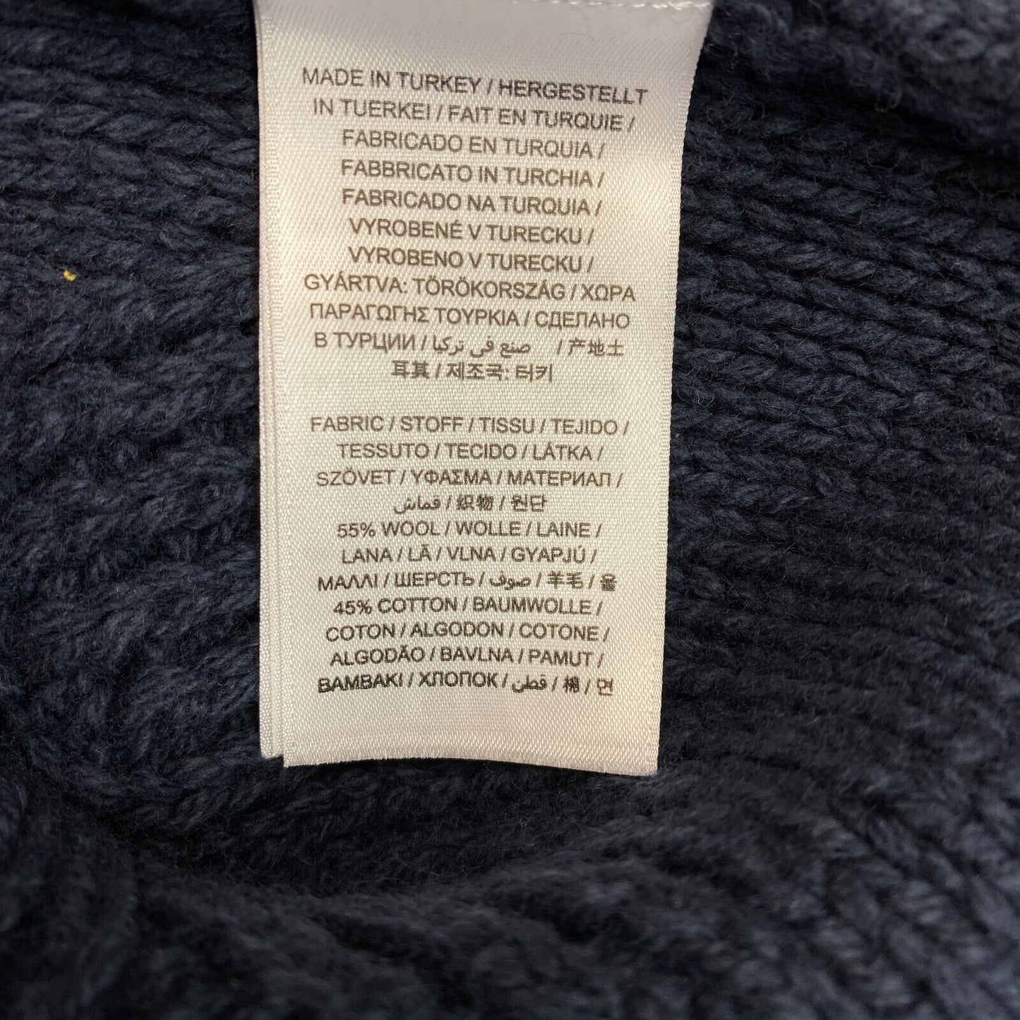 GANT Pullover mit Rundhalsausschnitt und grafischem Zopfmuster, Marineblau, Größe S