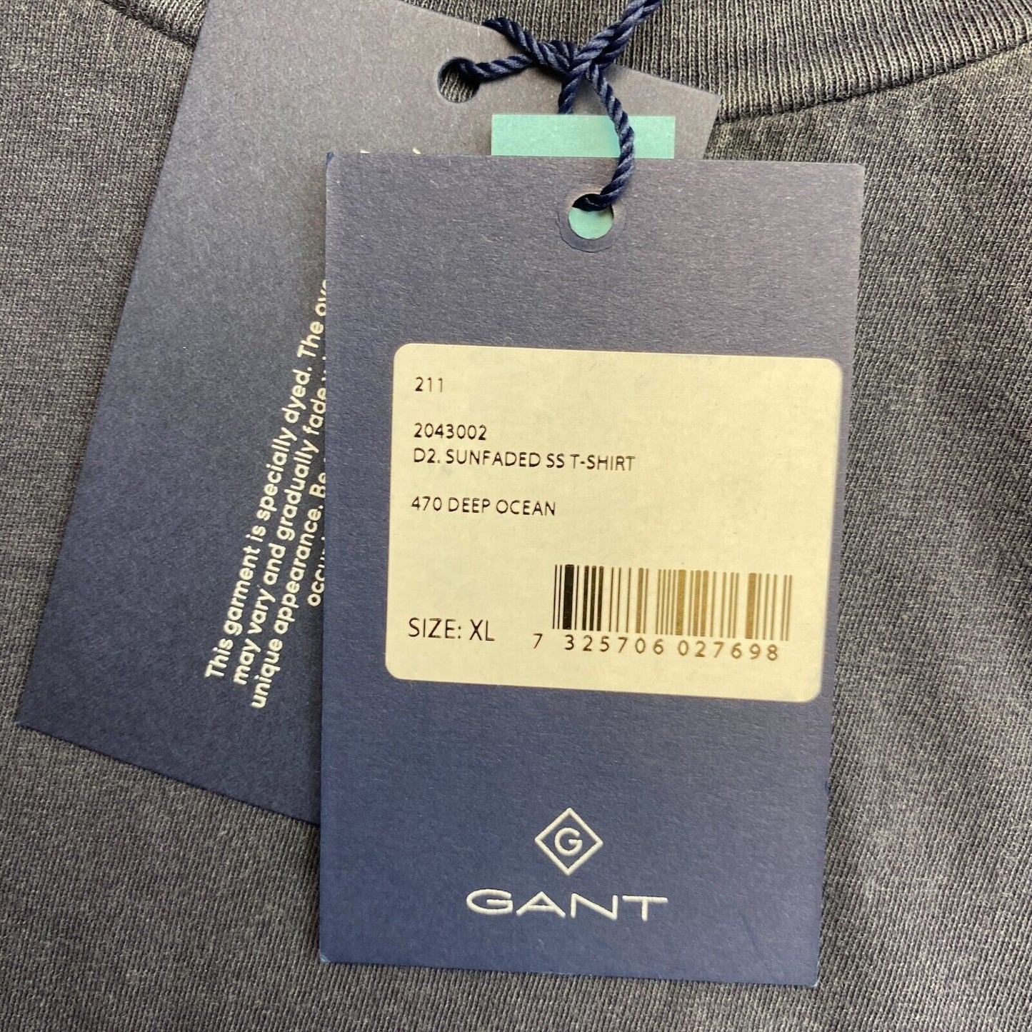 GANT Dark Blue Sun Faded Crew Neck T-Shirt Size XL