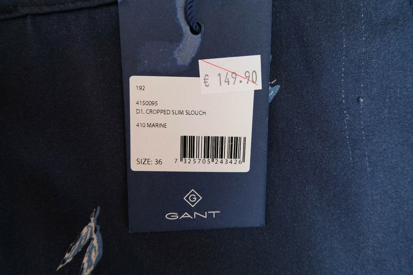 GANT Blue Cropped Slim Fit Slouch Pants Trousers Size EUR 36 UK 10 US 6