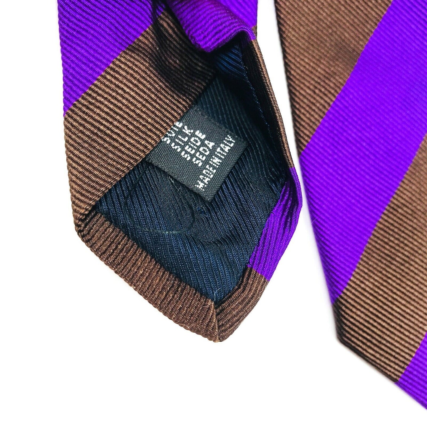 RRP €99 Henry Cottons Brown Purple 100% Silk Tie