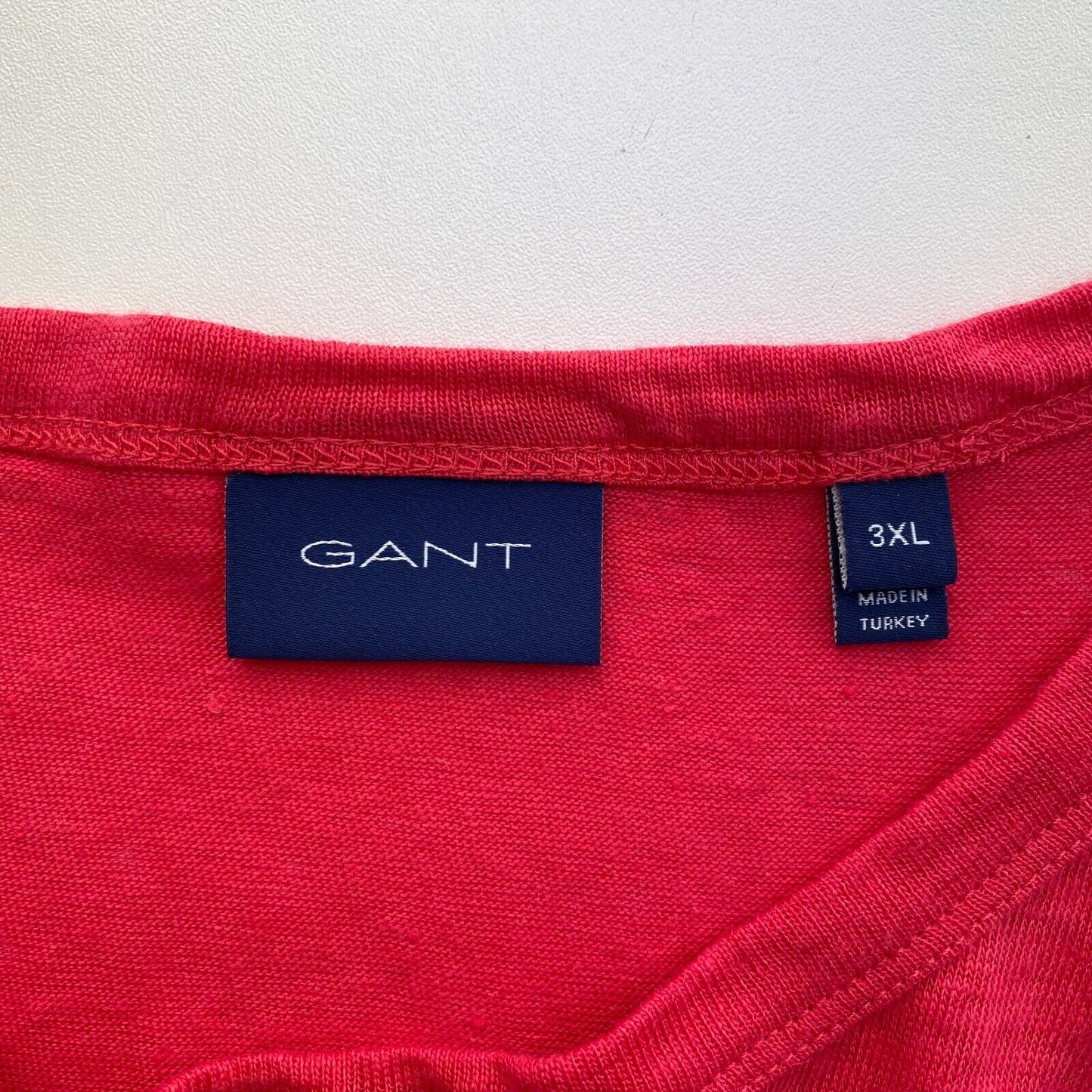 GANT Men Pink Linen Regular Crew Neck Short Sleeves T Shirt Size 3XL XXXL