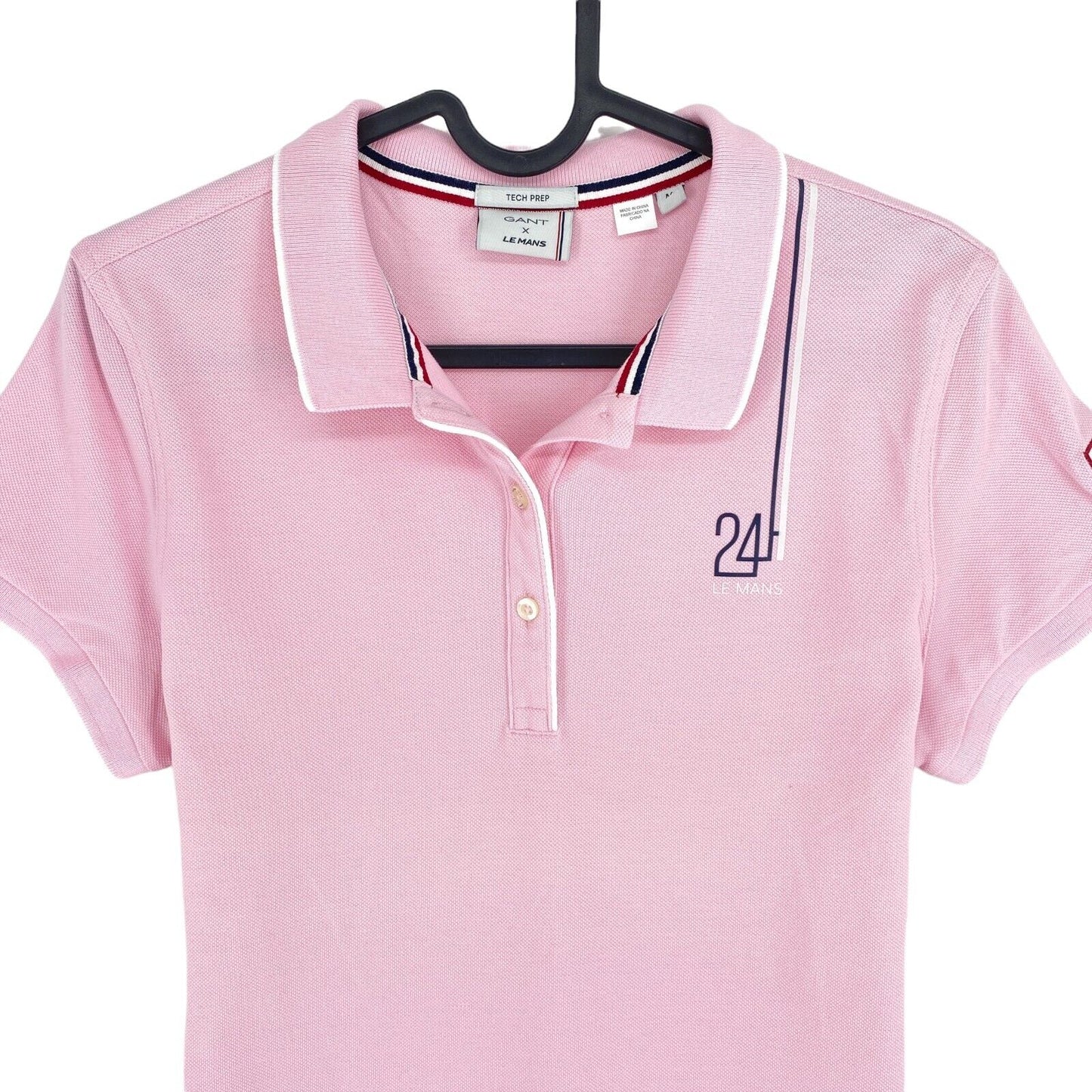 GANT x LE MANS Pink Tech Prep Badge Pique Polo Shirt Size M