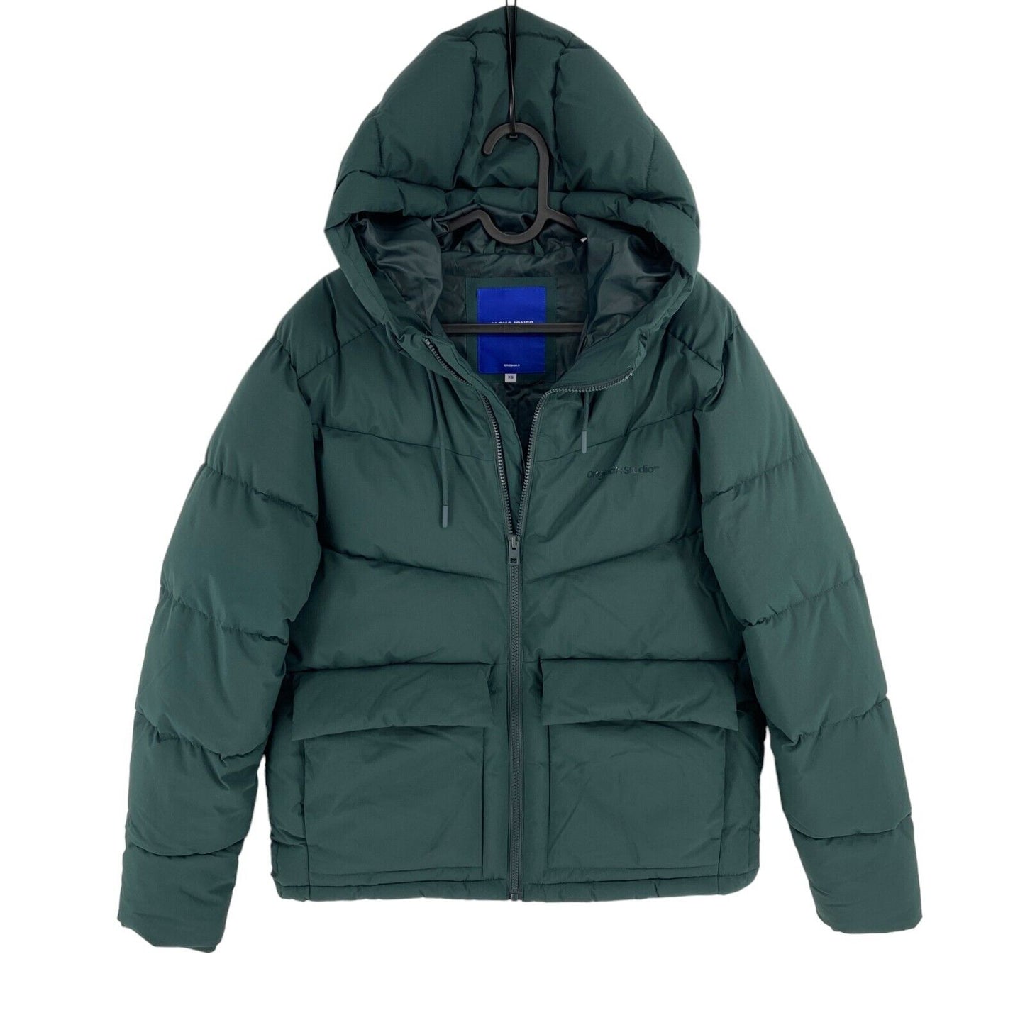 JACK&JONES Men Dark Green Vesterbro Hooded Puffer Coat Jacket Size XS