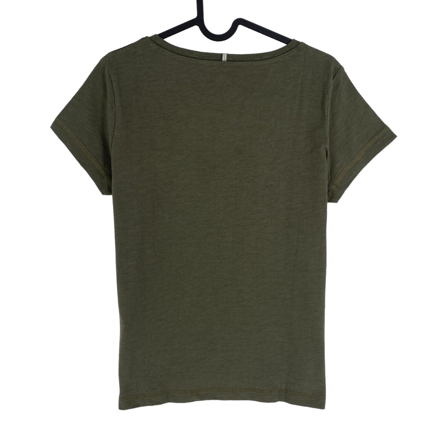 Camel Active Women Dark Green Solid V Neck Short Sleeves T Shirt Size XS