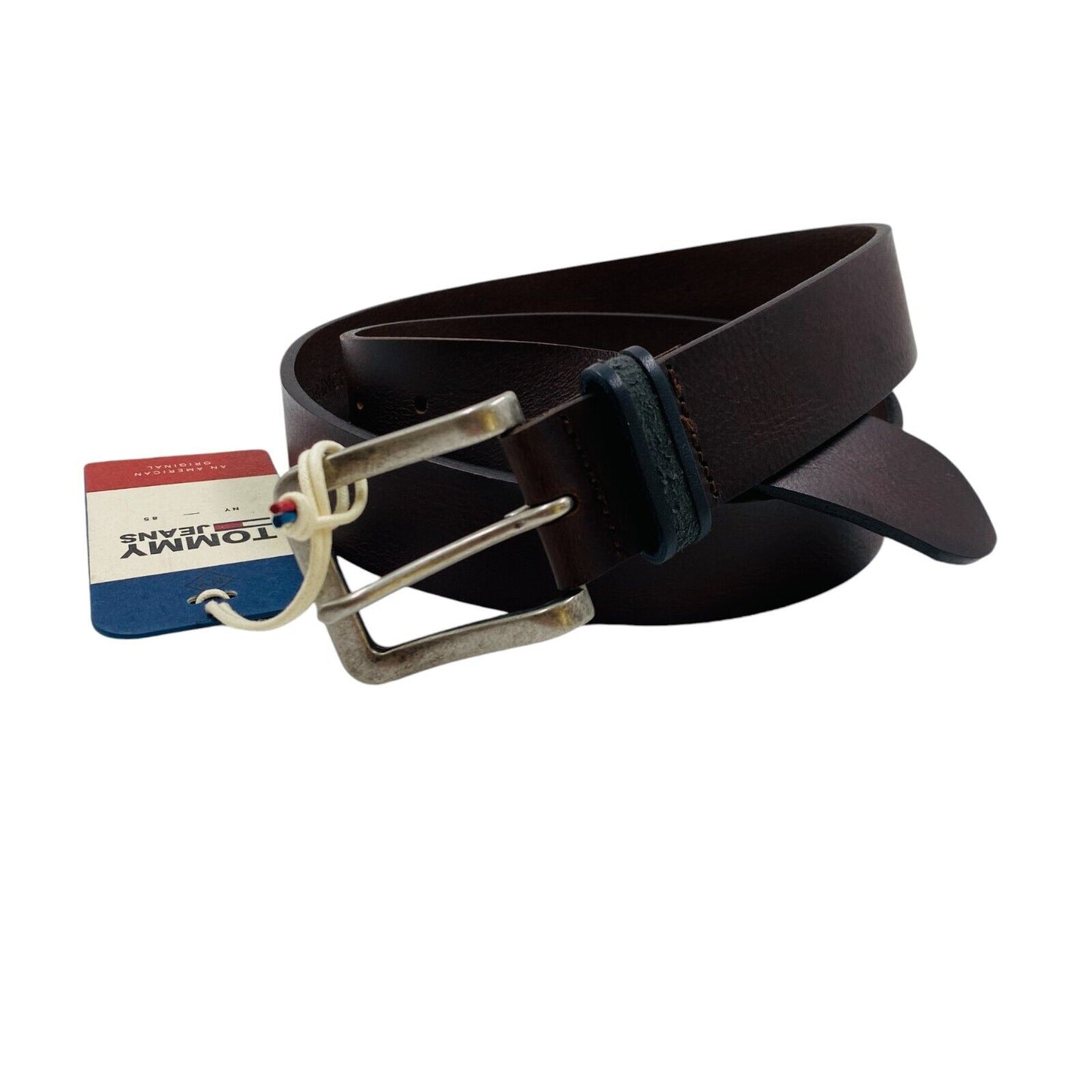 Tommy Jeans Mens Dark Brown Classic Leather Belt Size 100 cm. 40 In.