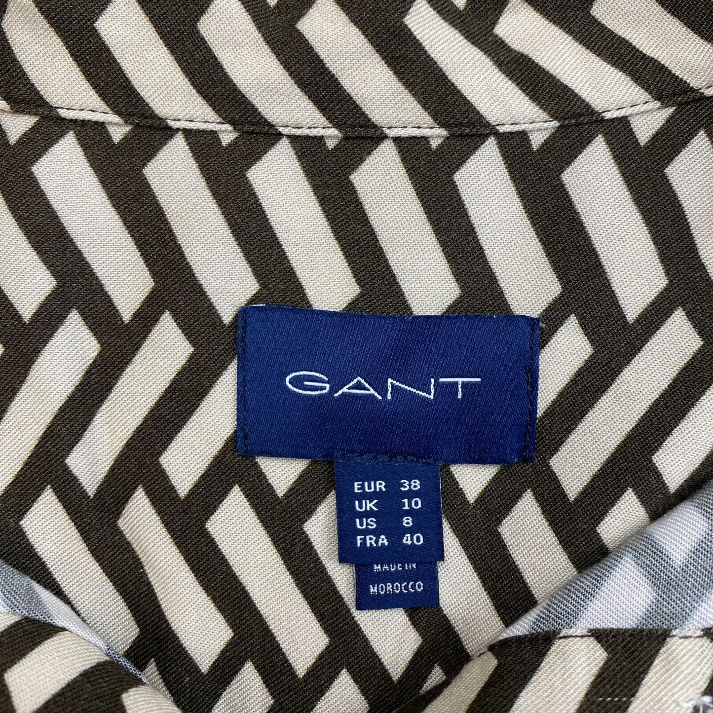 GANT Brown Relaxed Geometric Shirt Size EU 38 UK 10 US 8