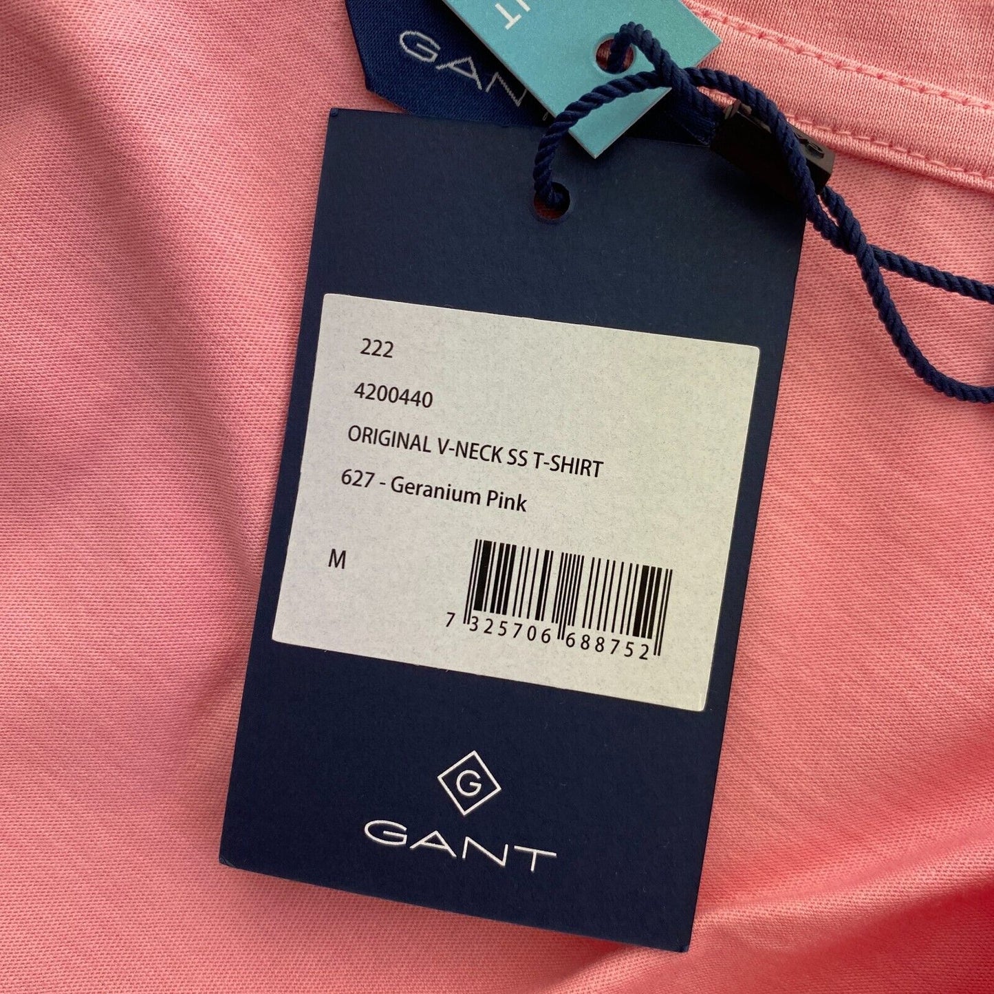 GANT Pink Original V Neck T Shirt Size M