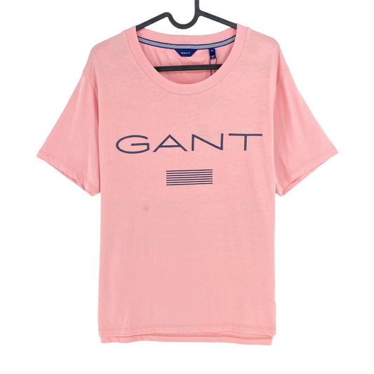 GANT T-Shirt mit Rundhalsausschnitt und rosa Streifen, Größe XL