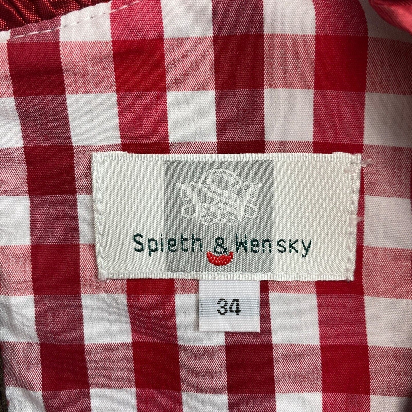 Spieth &amp; Wensky Tiroler Dirndl Oktoberfest Rot kariertes Kleid Größe EU 34 UK 6 US 4