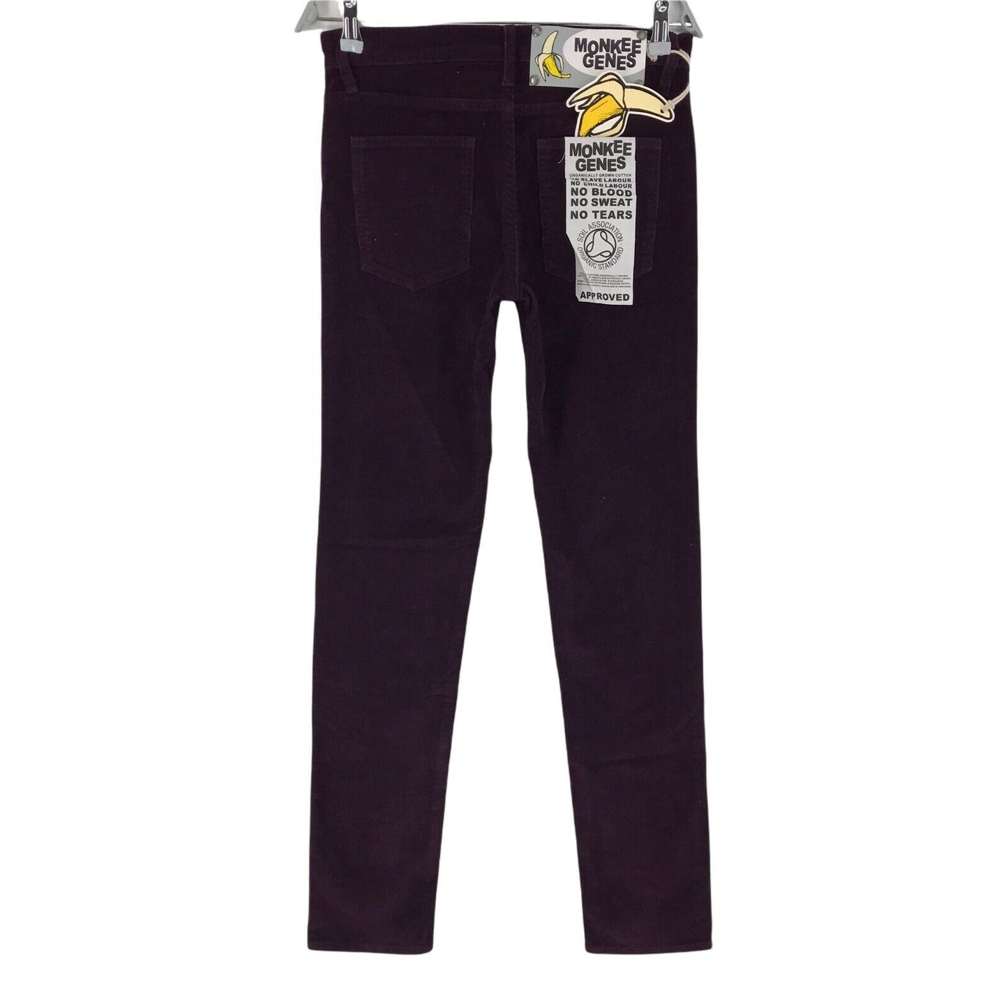 MONKEE GENES Pantalon skinny violet foncé en velours côtelé en coton biologique W28