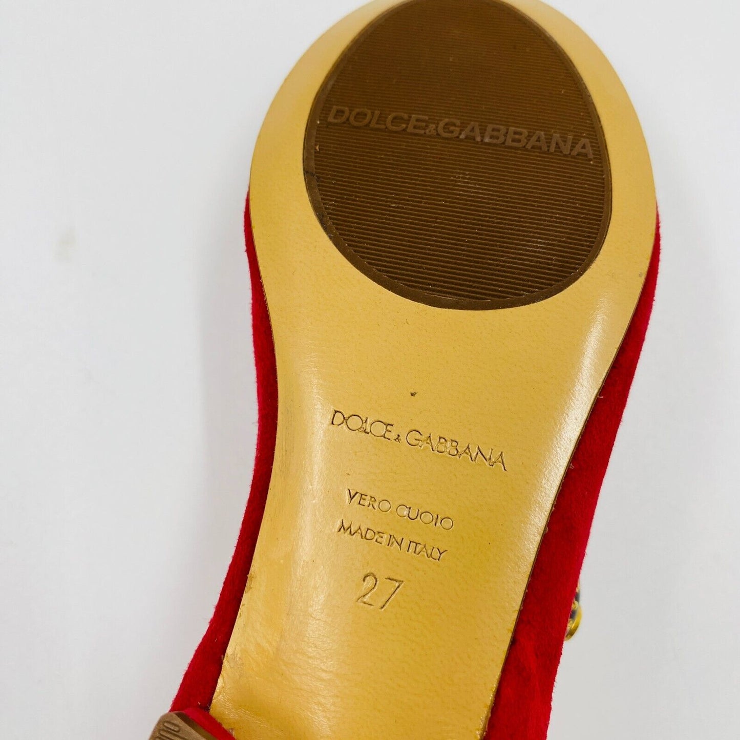 DOLCE&GABBANA Girls Red Suede Leather Low Heel Shoes EU 27 UK 9 US 10