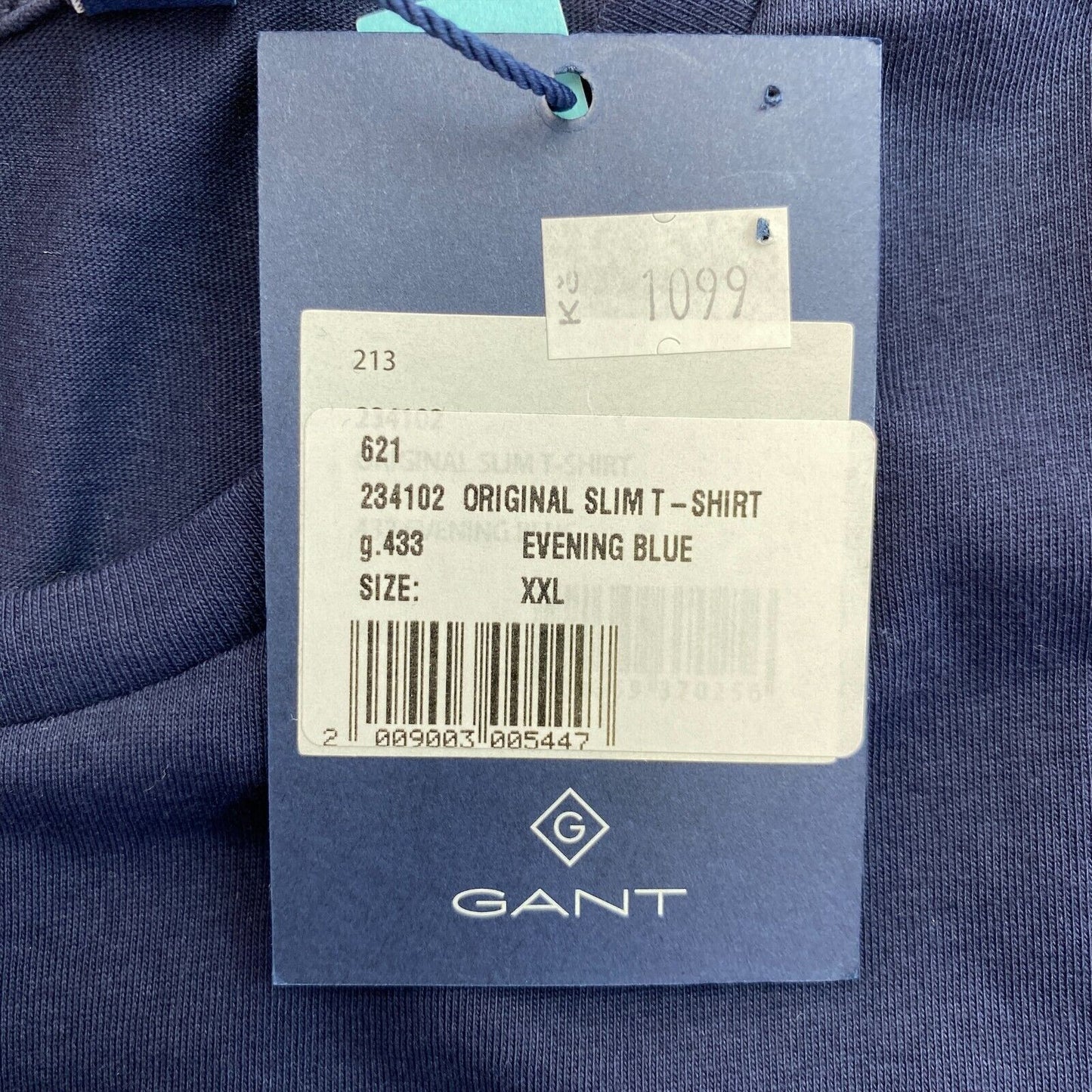 GANT Navy Blue Original Slim Crew Neck T Shirt Size 2XL XXL