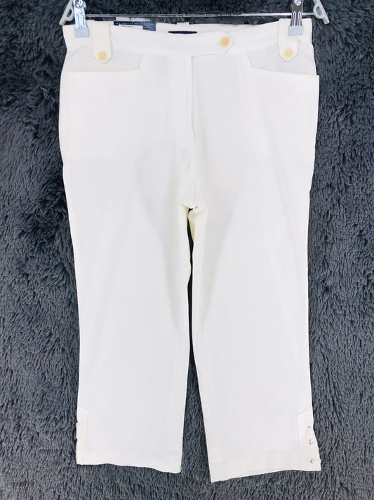 RRP €149 GANT Women White Regular Straight Fit Capri Trousers EUR 38 US 8 UK 12