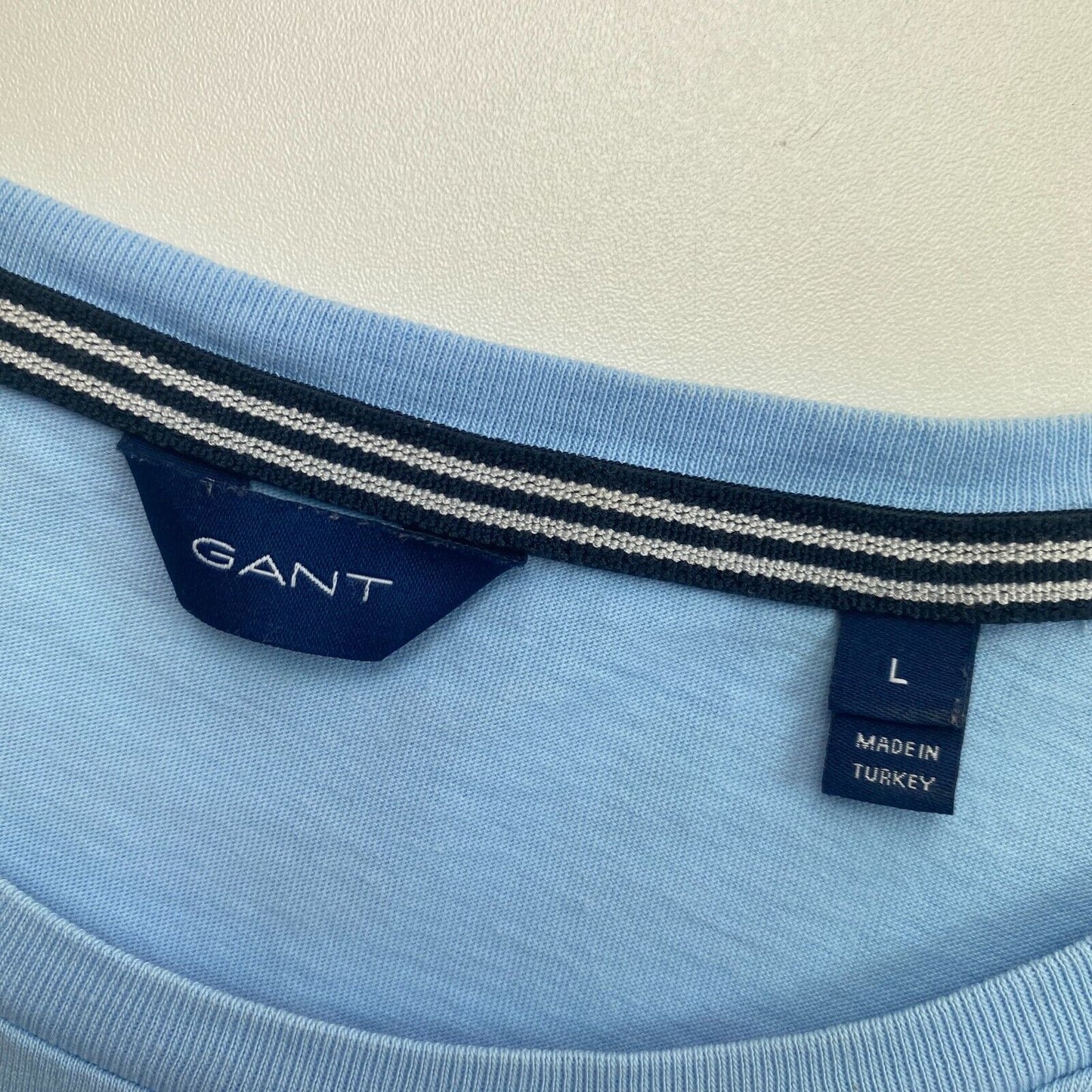 GANT T-shirt à col rond avec logo bleu clair Taille L