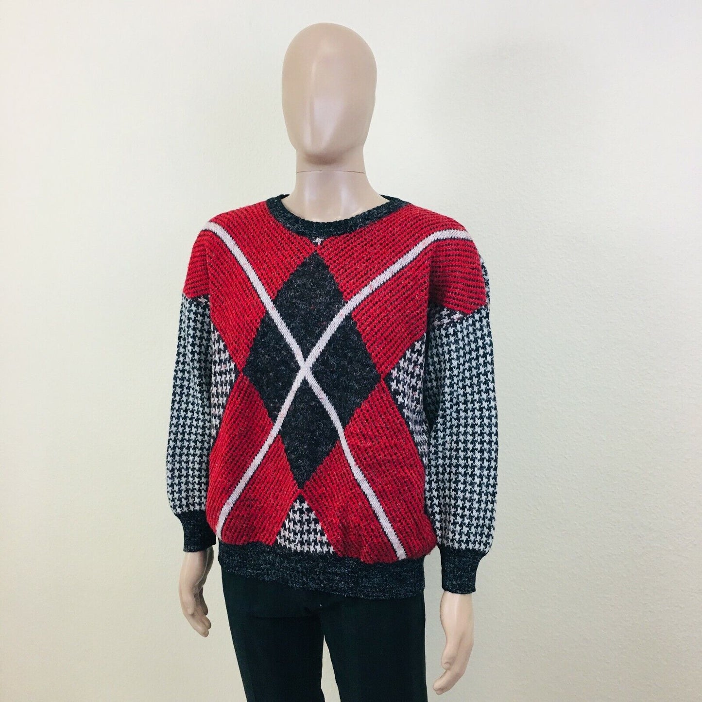 Cosby Vintage Retro 90s Red Sweater Jumper Size L Made in Italy!