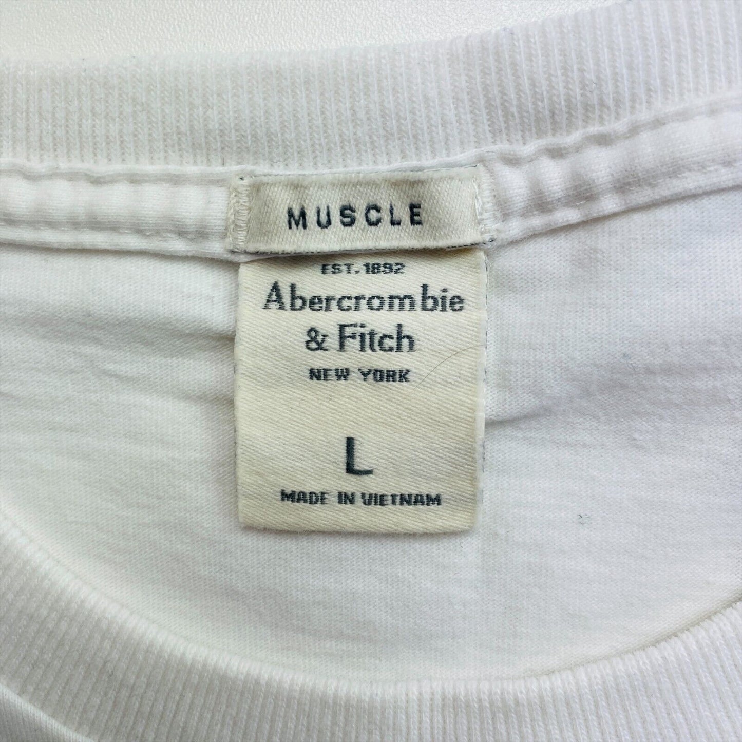 Abercrombie & Fitch White Graphic Print Muscle T Shirt Size L