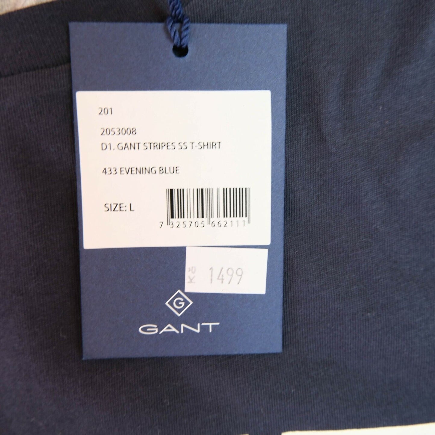 GANT Blue Stripes Crew Neck Top T-Shirt Size L