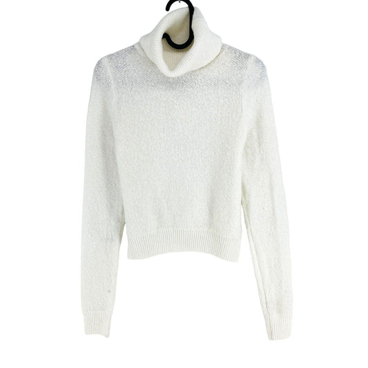 Mango MNG Women White High Neck Sweater Jumper Pullover Size S