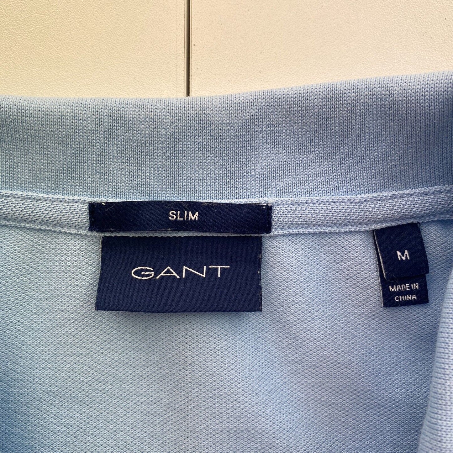 GANT Men Blue Original Slim Fit Pique Short Sleeves Polo Shirt Size M