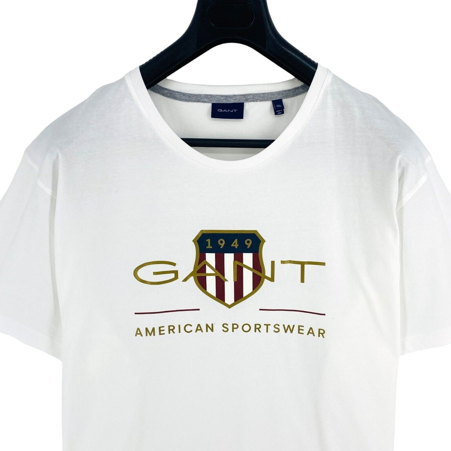 GANT Men White Logo Crew Neck Short Sleeves T Shirt Size 5XL