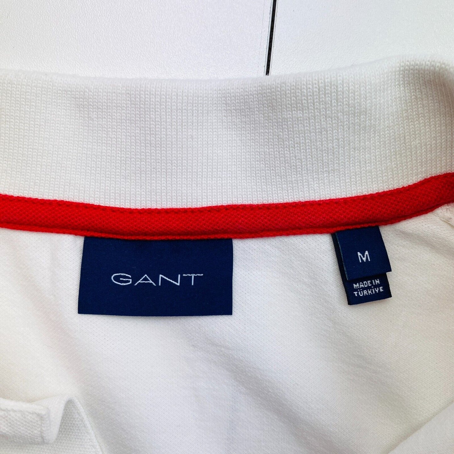 GANT Men White 3 Col Tipping Rugger Short Sleeves Polo Shirt Size M