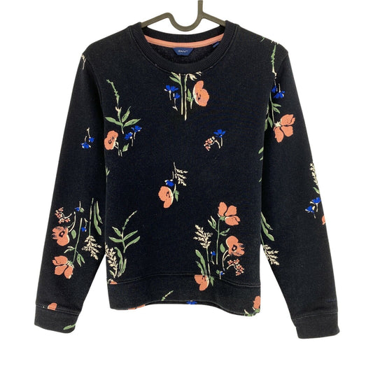 GANT Bleu Marine Imprimé Floral Crew Neck Jumper Pull Taille XS