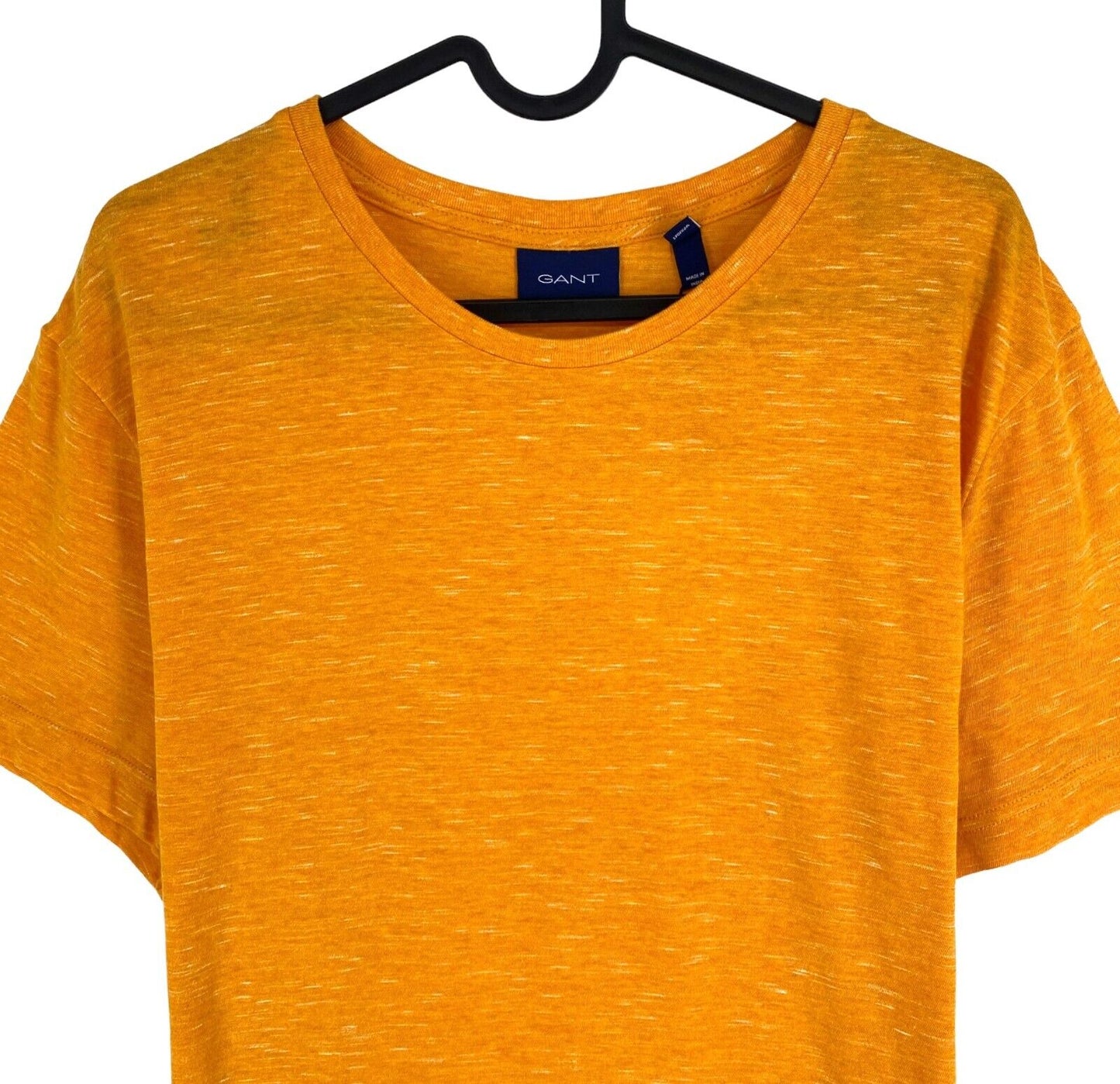 GANT Men Yellowish Orange Marled Crew Neck Short Sleeves T-Shirt Size M