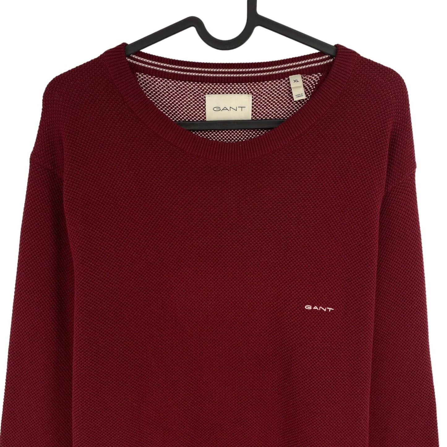 GANT Dark Red Cotton Pique Crew Neck Sweater Pullover Jumper Size XL