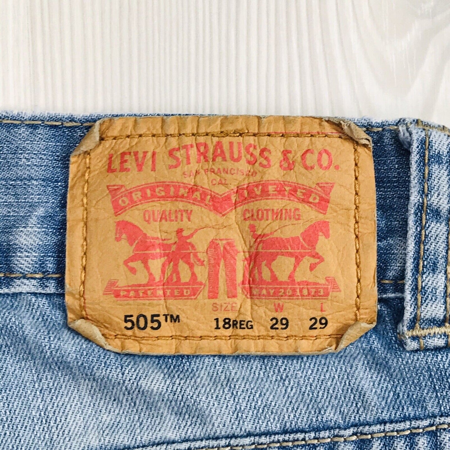 Vintage Levi's 505 Jungen Blau Regular Straight Fit Jeans 18 Reg / W29 L29