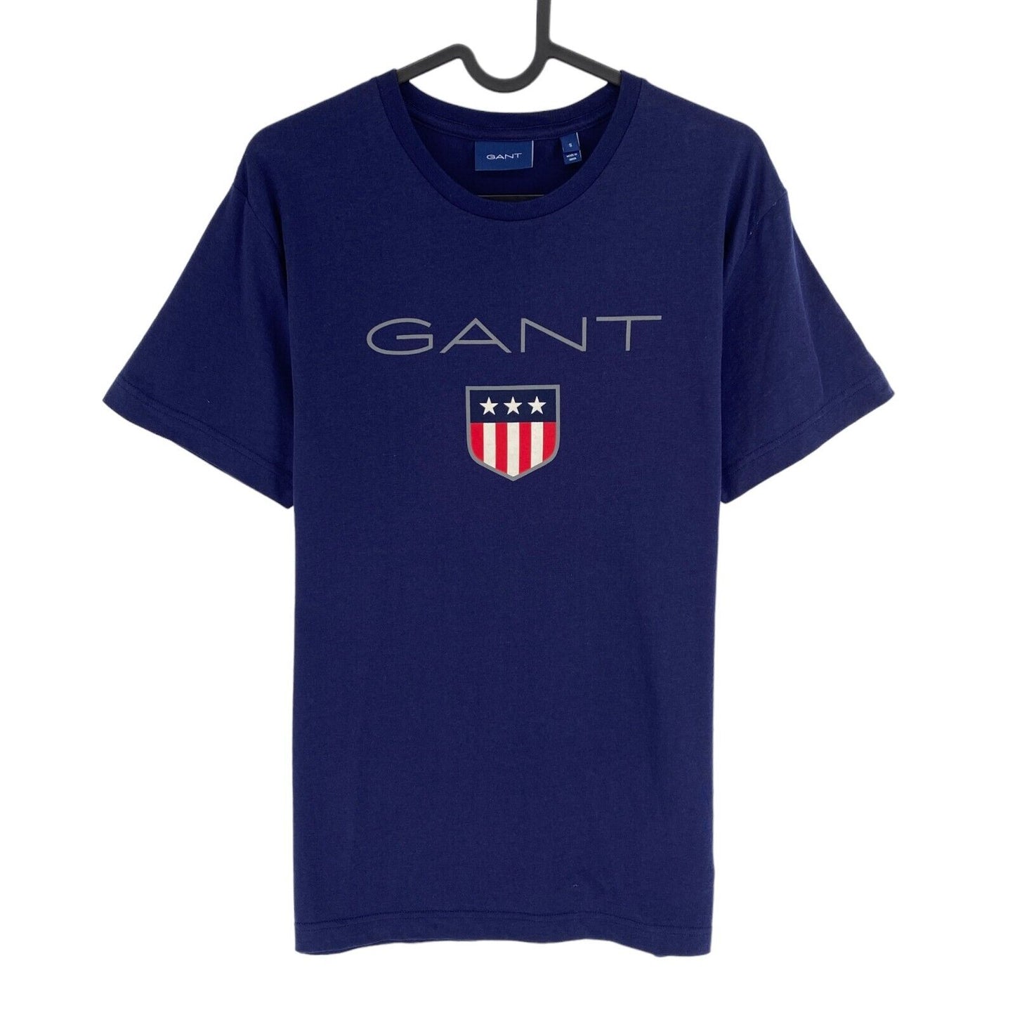 GANT Men Navy Blue Shield Crew Neck Short Sleeves T Shirt Size S