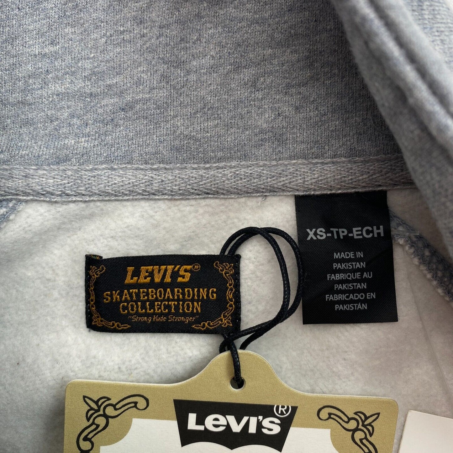 Levi`s Skateboarding Collection Men Grey Half Zip Sweater Jumper Size XS