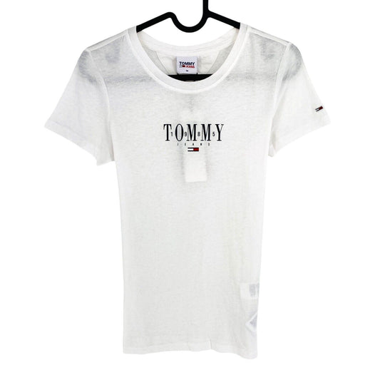 TOMMY HILFIGER JEANS Women White Skinny Crew Neck Short Sleeve T Shirt Size XS