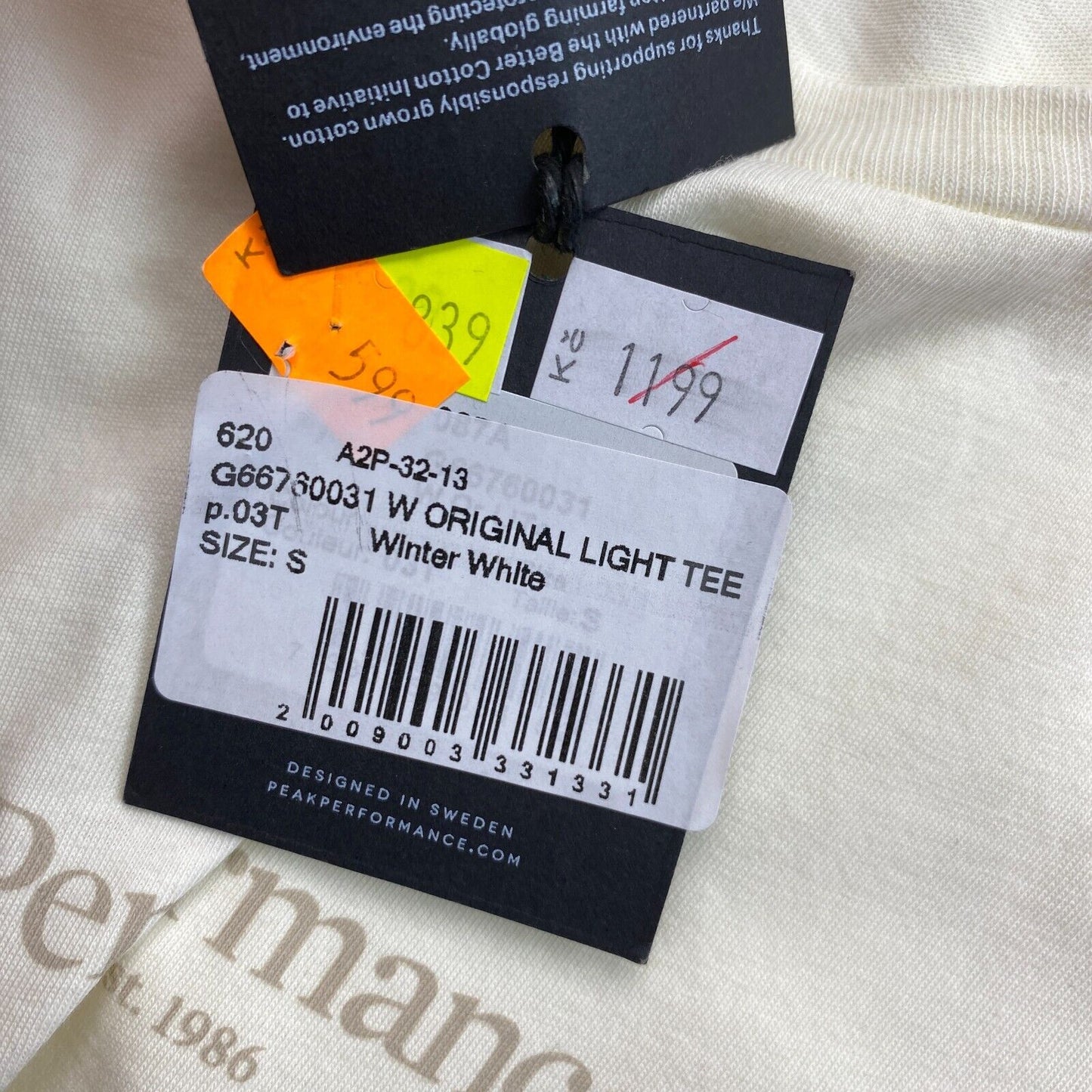 Peak Performance T-Shirt Original Light mit Rundhalsausschnitt, Größe XS, Weiß