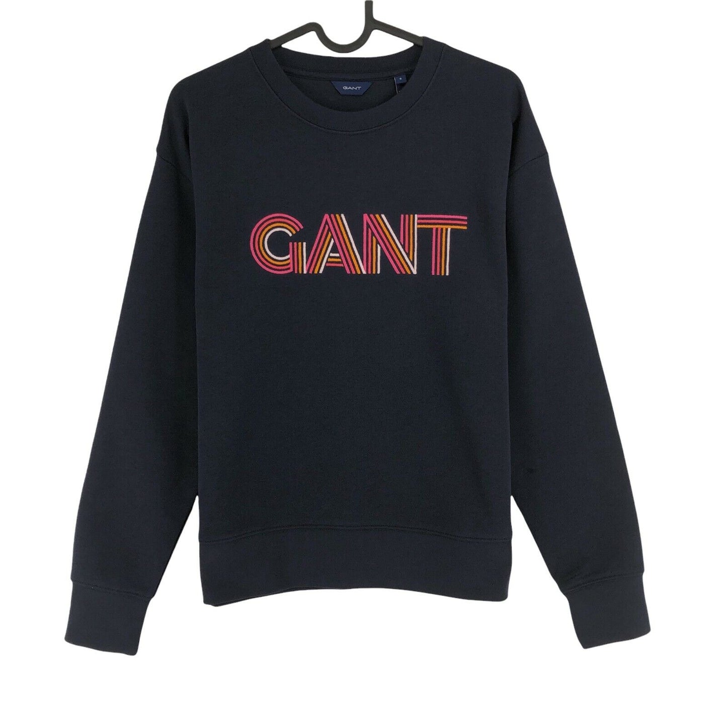 GANT Bleu Marine Dégradé Graphique Logo Crew Neck Jumper Pull Taille S