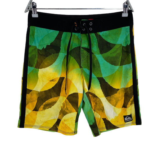 QUIKSILVER Geometric Green Swimwear Swimming Trunks Shorts Size 16 163-168 Cm