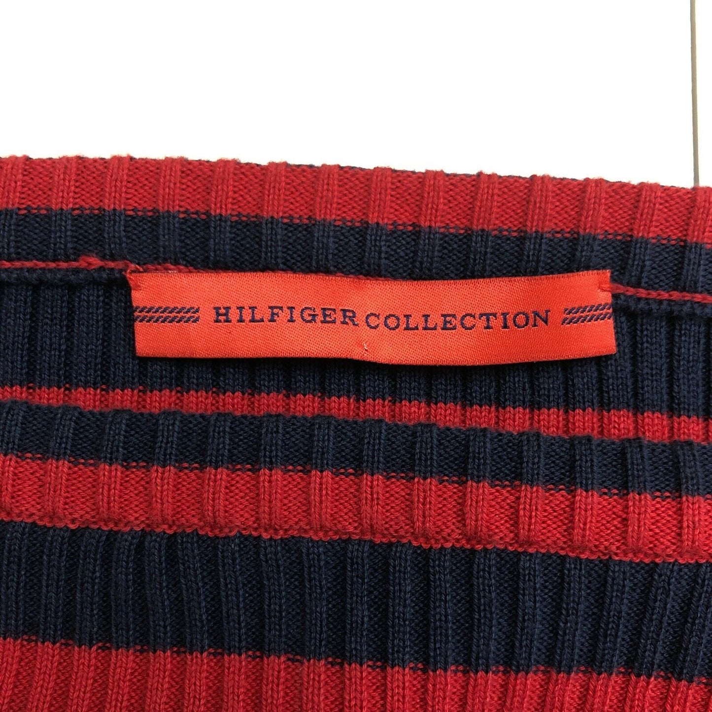 TOMMY HILFIGER COLLECTION Red Striped Boat Neck Sweater Jumper Size XS