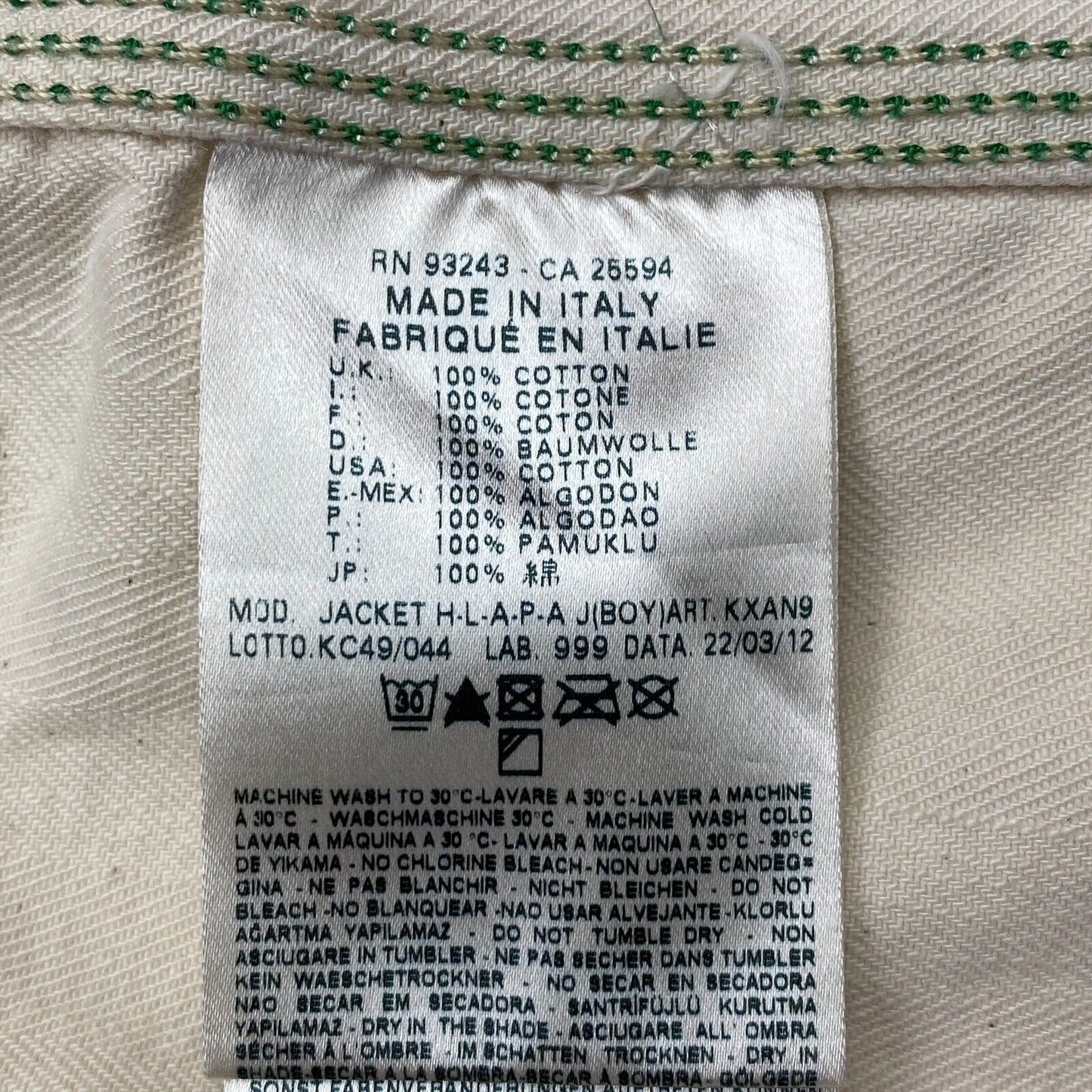 DIESEL Beige Jacke aus 100 % Baumwolle, Größe 6–8 Jahre