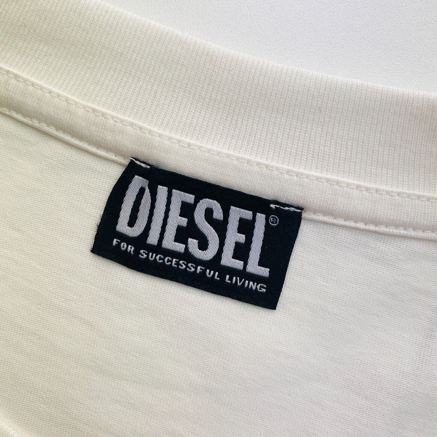 DIESEL White With Spray Can Print Crew Neck T Shirt Size L