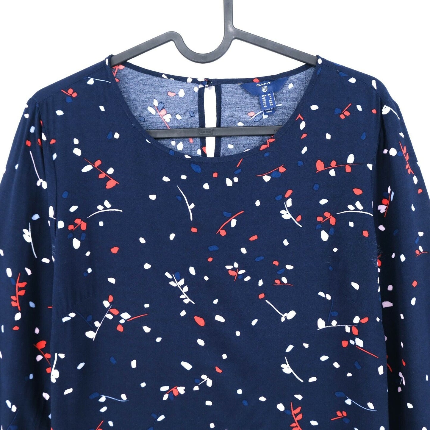 GANT Navy Blue Floral Print Crew Neck Top T Shirt Size EUR 34 UK 8 US 4