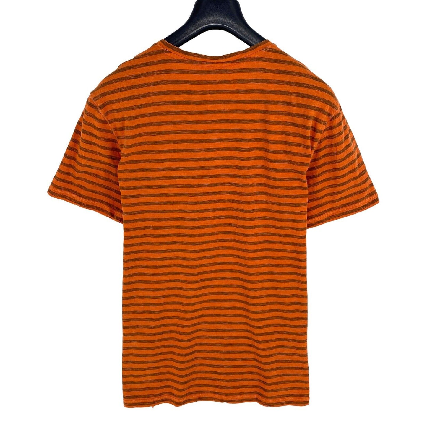 Camel Active Men Orange Striped Short Sleeves Henley Neck T Shirt Size 2XL XXL