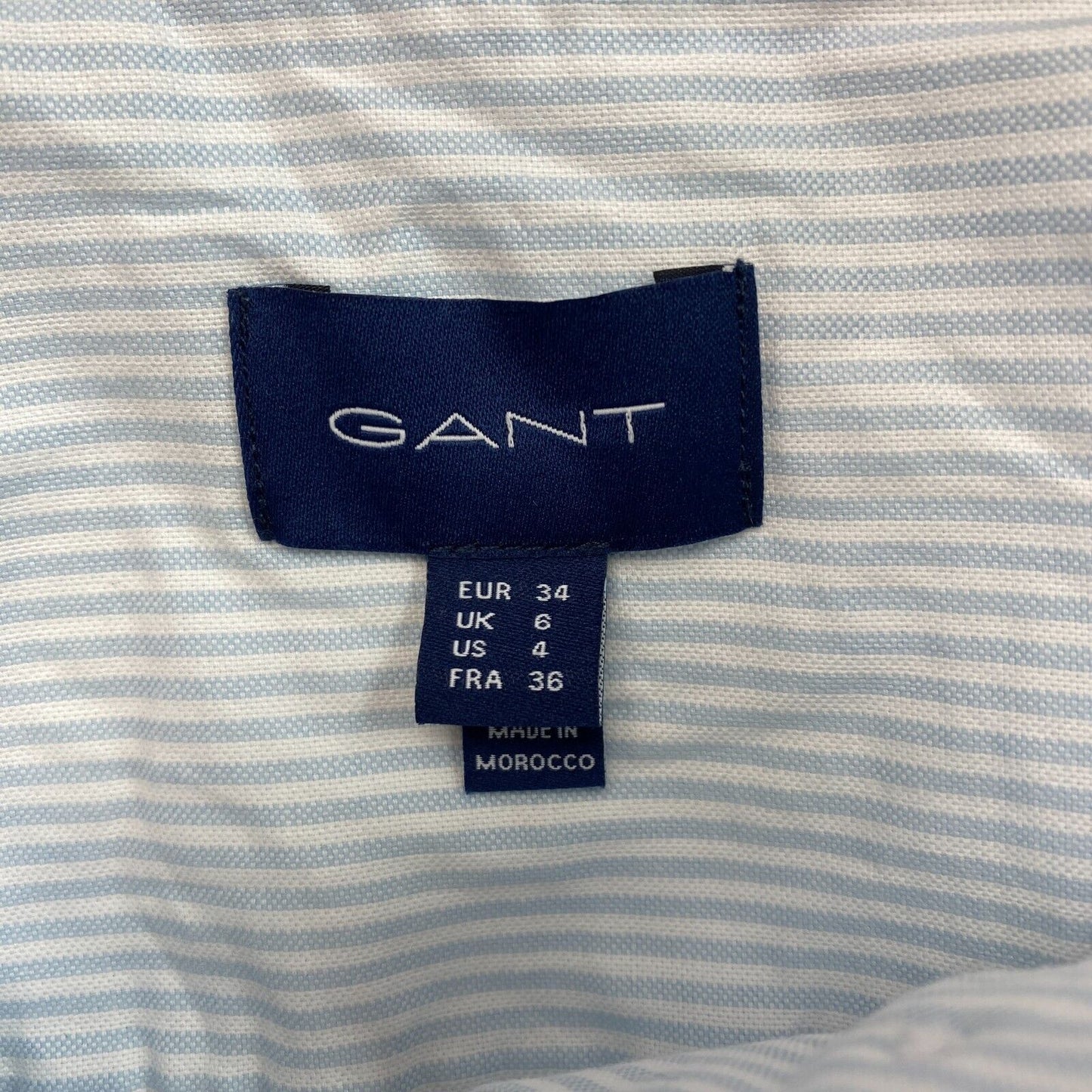 GANT Blue Stretch Oxford Banker Stripe Shirt Size EU 34 UK 6 US 4