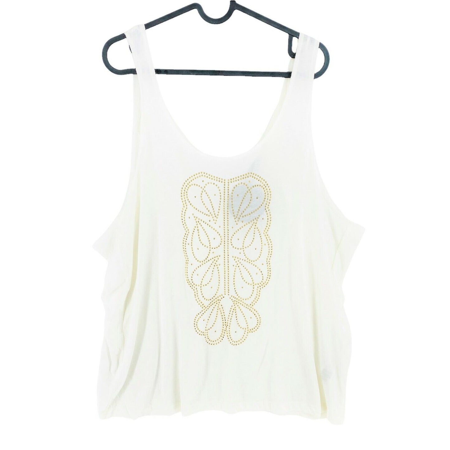 STRADIVARIUS White Round Neck Flared Tank Top Size M