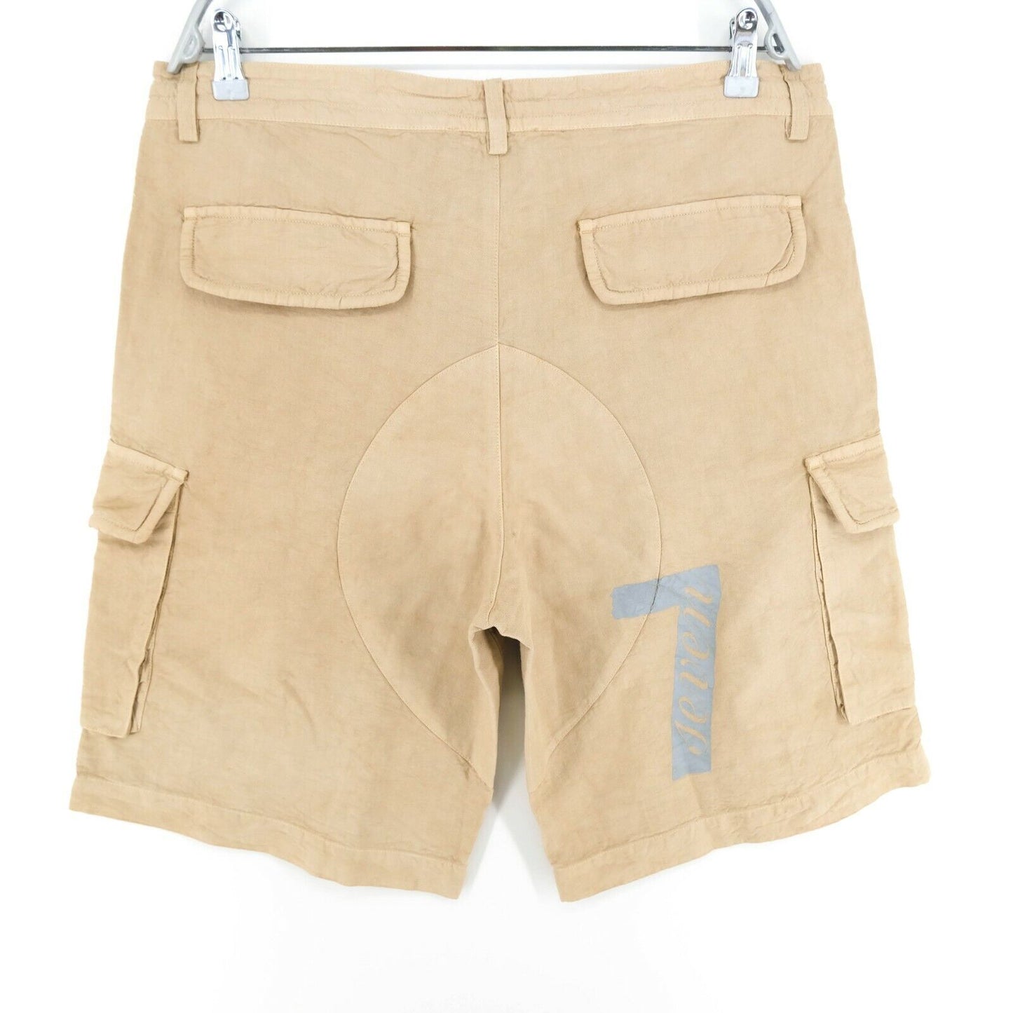 LAK Hellbraune Cargo-Shorts aus Baumwoll-Leinen-Mischgewebe, Größe 46 52