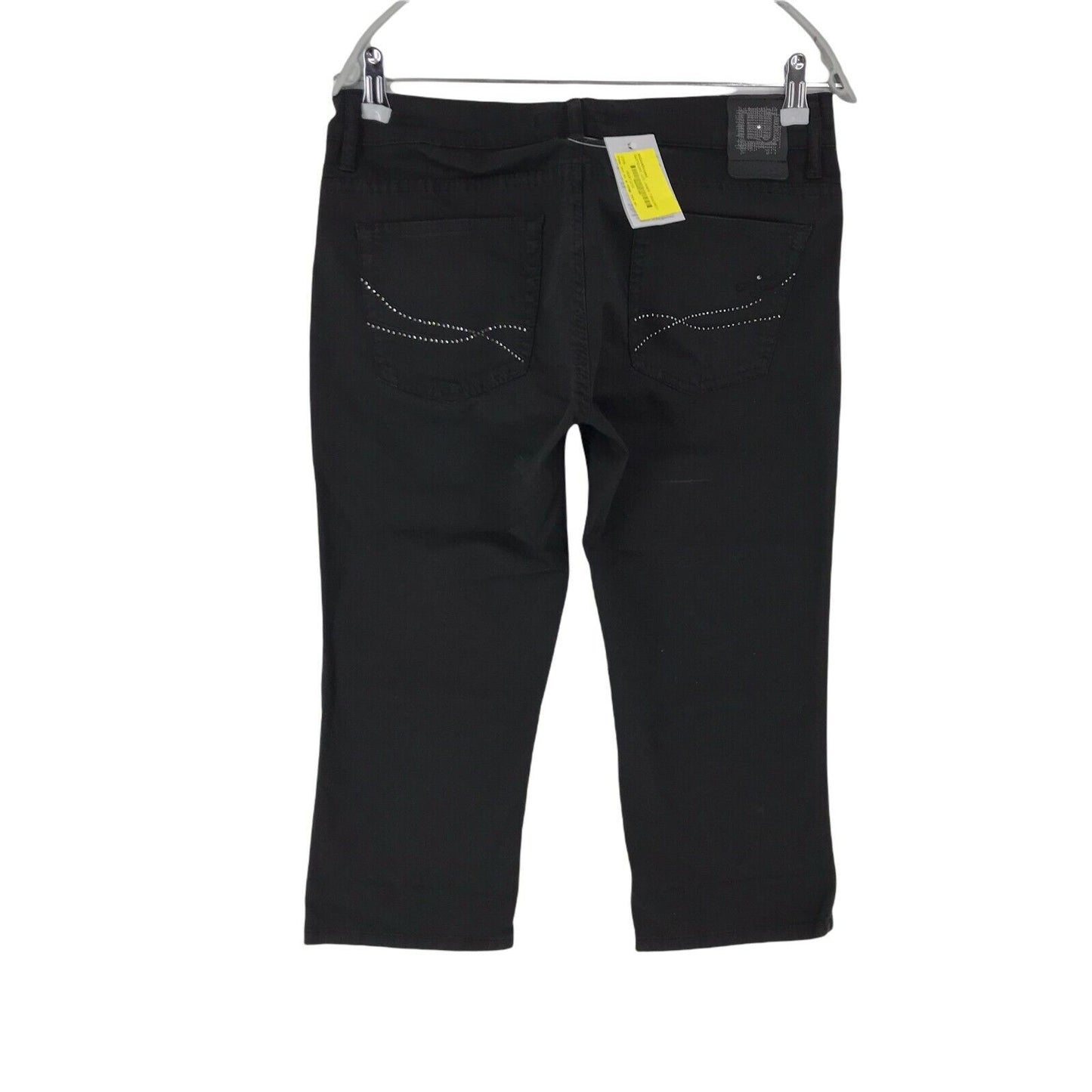 Liu Jeans Damen Schwarze Chinohose mit entspannter, gerader Passform, Größe W31, hergestellt in Italien