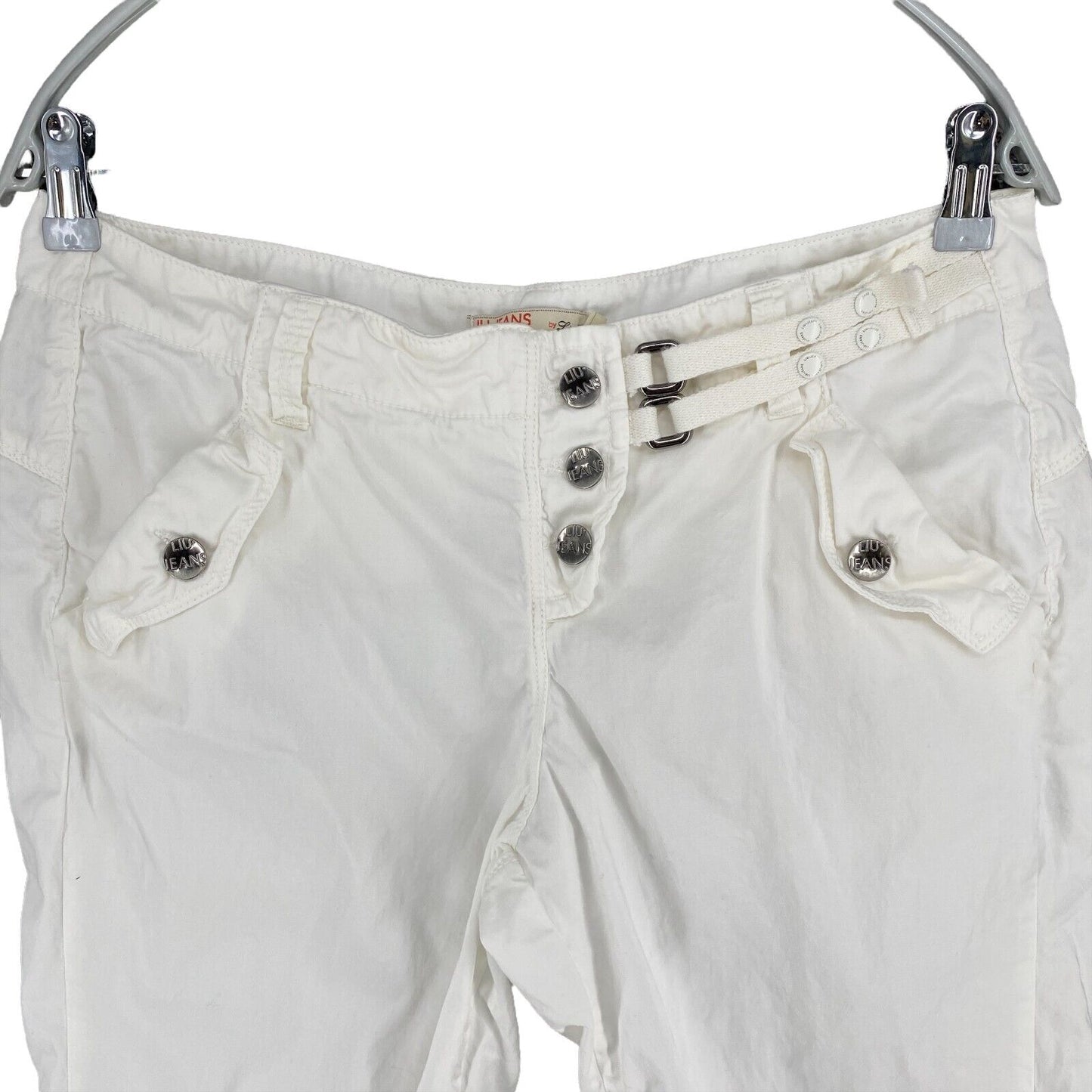 RPR €216 LIU JO White 100% Cotton Capri Pants Trousers Size W33