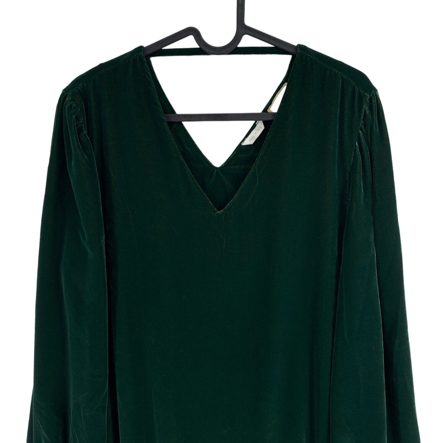 LA MARTINA Women Dark Green Long Sleeves Light Velvet Dress Size 2 / S